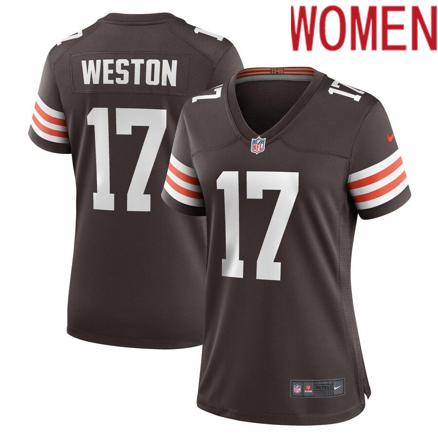 Women Cleveland Browns 17 Isaiah Weston Nike Brown Game Player NFL Jersey